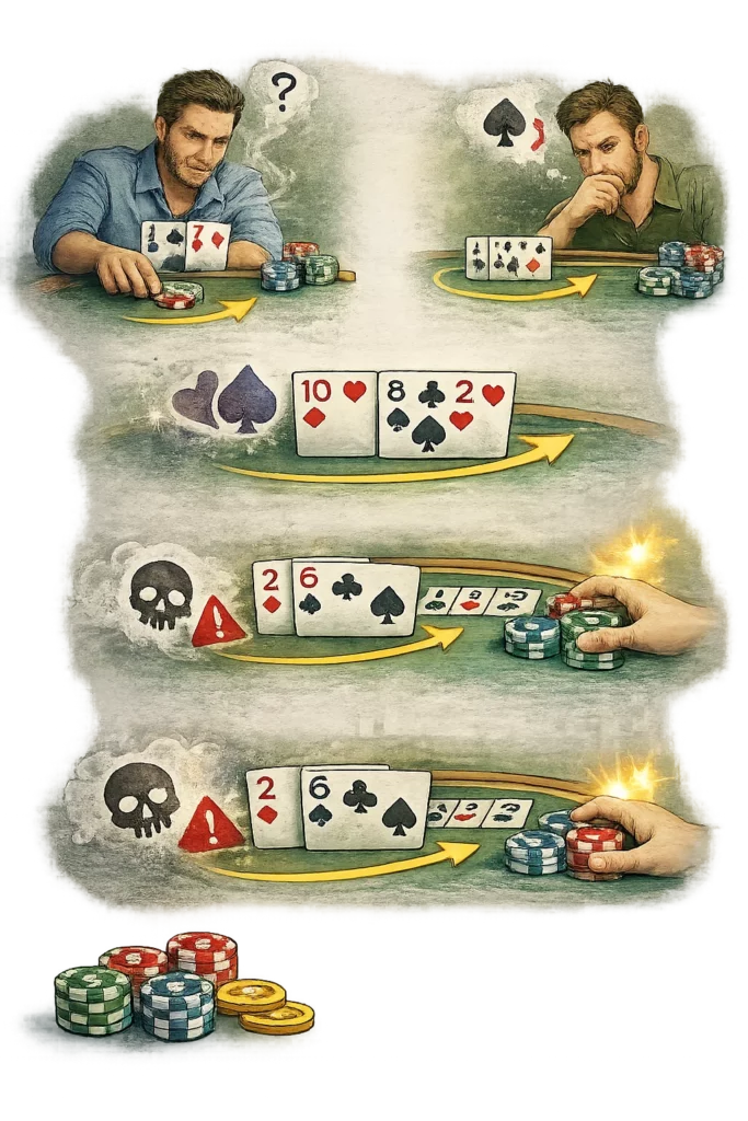 Poker bluffing: semi-bluff and pure bluff